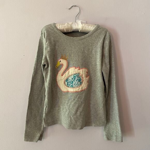 Mini Boden Girls 6-7 Years Gray Patchwork Swan Princess Long Sleeve Shirt Cotton - Picture 1 of 7